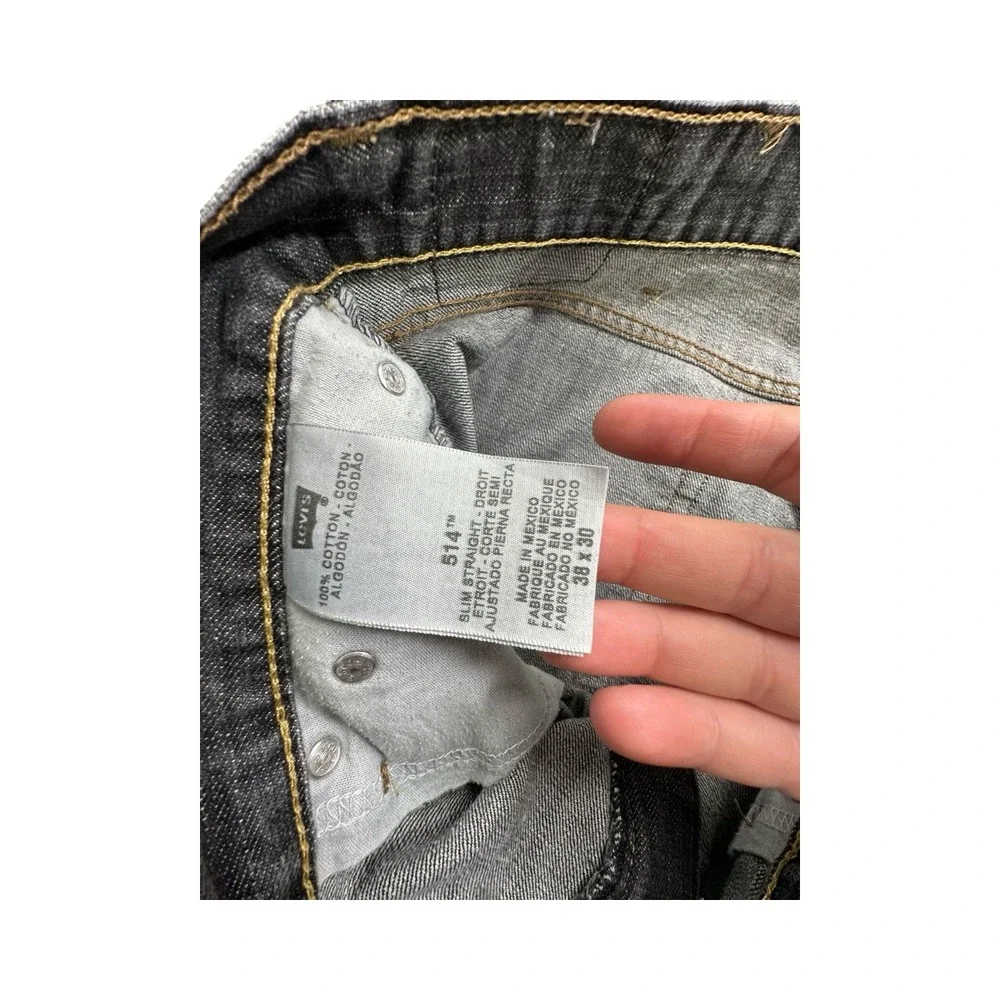 Levi's Jeans Mens 38x30 Gray 514 Slim Straight Denim Pants Classic Casual Cotton